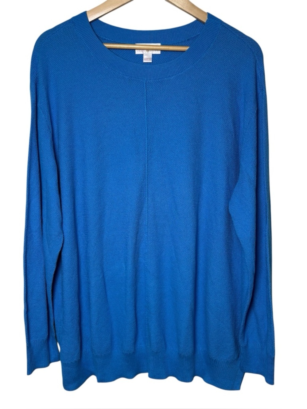 Belle by Kim Gravel Sweater Women XL Blue Coastal Textured Knit Long Sleeve Lux